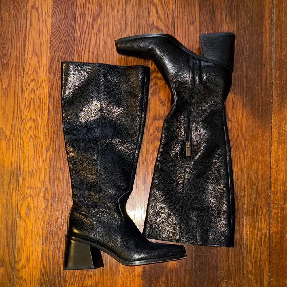 Vince Camuto Sangeti Black Leather Knee-High Boots